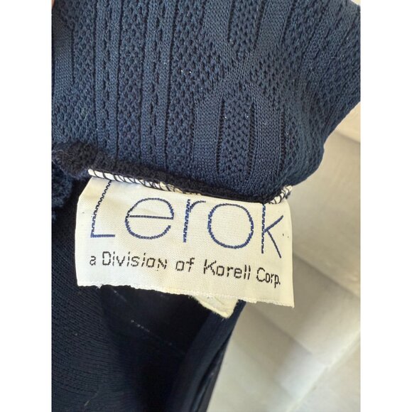 Vintage 70's Navy Blue LeRok Korell Knit Maxi Dress With Belt Sz M - Picture 8 of 16